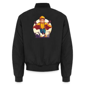Héros de la construction Super-héros ouvrier du bâtiment Héros sur le chantier - Bomber unisexe - noir - Dos - AI Model Male 185 light (185cm)