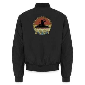 25th Birthday Rocking the crowd SNG 02/2001 - Unisex Bomber Jacket - black - Back - AI Model Male 185 light (185cm)