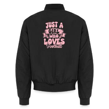 Just A Girl Who Loves Football Player Fan Season - Unisex Bomber Jacket - black - Back - AI Model Male 185 light (185cm)