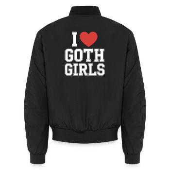 I Heart Goth Girls - Unisex Bomber Jacket - black - Back - AI Model Male 185 light (185cm)