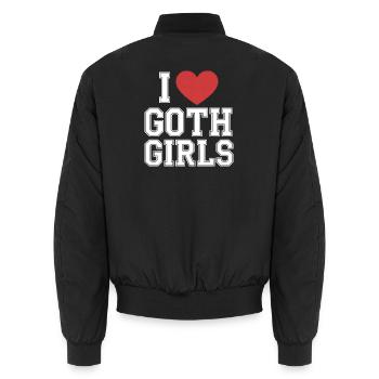 I Heart Goth Girls - Unisex Bomber Jacket - black - Back - AI Model Male 185 light (185cm)