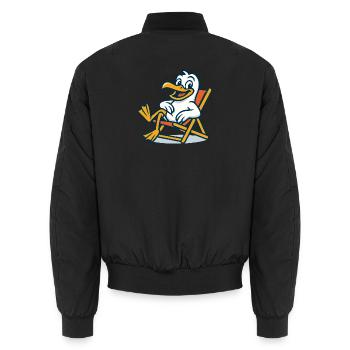 Casual duck in beach chair - Unisex Bomber Jacket - black - Back - AI Model Male 185 light (185cm)