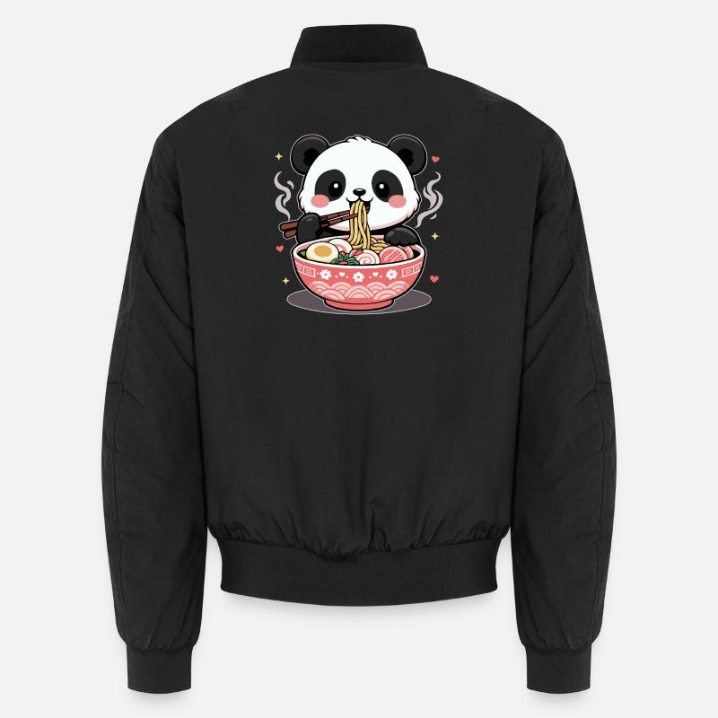 Ramen Mignons Kawaii Panda - Bomber unisexe - noir