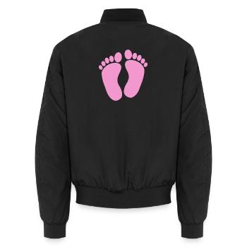 Baby feet - Unisex Bomber Jacket - black - Back - AI Model Male 185 light (185cm)