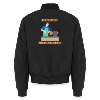 Die Eminenz der Holzdrechsler im Atelier - Unisex Bomberjacke - Schwarz - Hinten - AI Model Male 185 light (185cm)