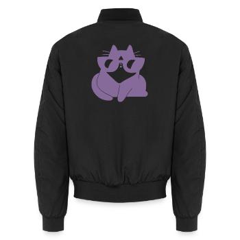 Purple Cuddly Cat Dream Cat - Unisex Bomber Jacket - black - Back - AI Model Male 185 light (185cm)