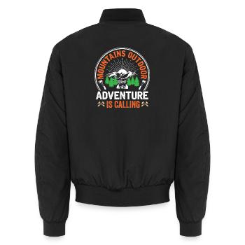 Mountains - Adventure is Calling - Unisex Bomber Jacket - black - Back - AI Model Male 185 light (185cm)
