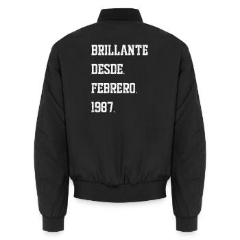 Date de naissance : février 1987 - Bomber unisexe - noir - Dos - AI Model Male 185 light (185cm)