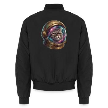 Katzenastronaut im Weltraumhelm - Unisex Bomberjacke - Schwarz - Hinten - AI Model Male 185 light (185cm)