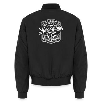 I watch horror movie to relax - Unisex Bomber Jacket - black - Back - AI Model Male 185 light (185cm)