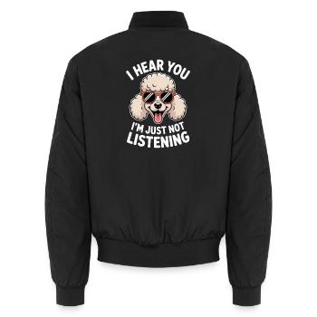 Paroles de caniche Caniche Cadeau drôle de caniche - Bomber unisexe - noir - Dos - AI Model Male 185 light (185cm)