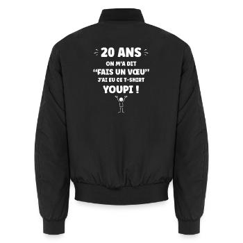 T-shirt 20 Ans Fais un Voeu Humour - Bomber unisexe - noir - Dos - AI Model Male 185 light (185cm)