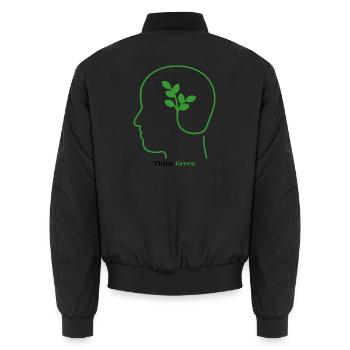 Grüner Gedanke Pflanzensymbol im Kopf - Unisex Bomberjacke - Schwarz - Hinten - AI Model Male 185 light (185cm)