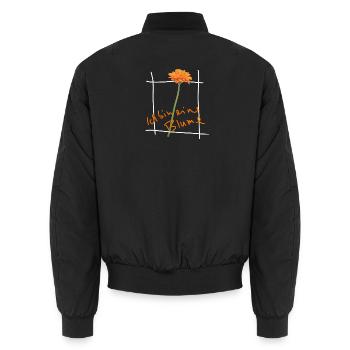 Orange Blume im Rasterrahmen Valentinstag  - Unisex Bomberjacke - Schwarz - Hinten - AI Model Male 185 light (185cm)