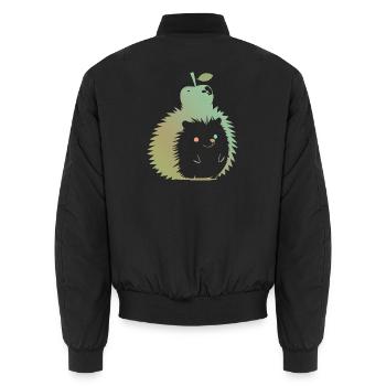 Pastell-Igel mit Apfel - Unisex Bomberjacke - Schwarz - Hinten - AI Model Male 185 light (185cm)