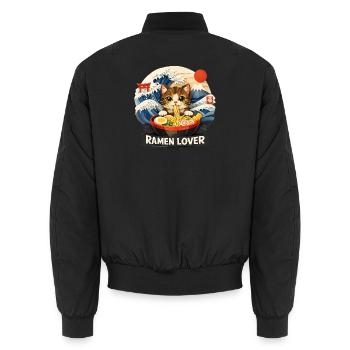 Katze Ramen Anime - Unisex Bomberjacke - Schwarz - Hinten - AI Model Male 185 light (185cm)