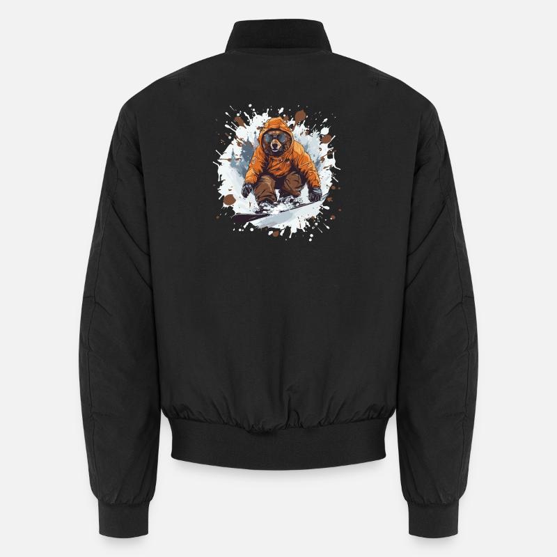 Bear Snowboard - Unisex Bomber Jacket - black