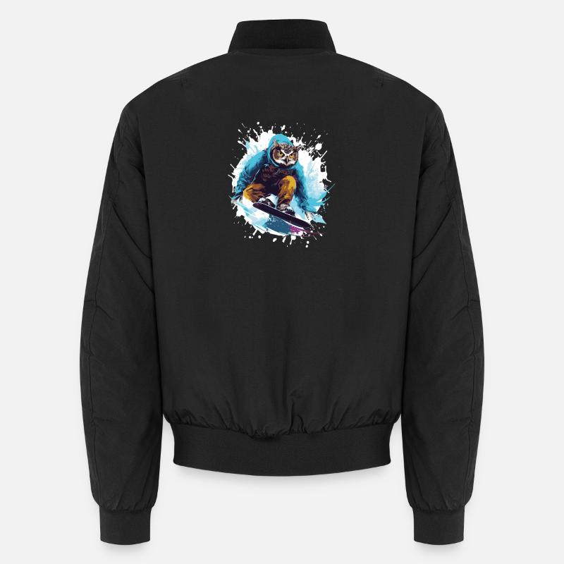 Owl Snowboard - Unisex Bomber Jacket - black