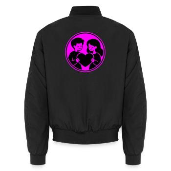 Paar Herz Beziehung - Unisex Bomberjacke - Schwarz - Hinten - AI Model Male 185 light (185cm)