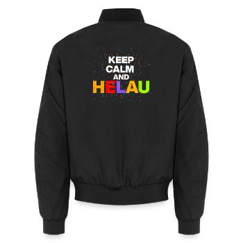 KEEP CALM AND HELAU! KARNEVAL FASCHING weiß - Unisex Bomberjacke - Schwarz - Hinten - AI Model Male 185 light (185cm)