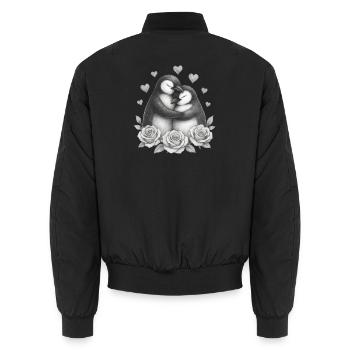 Liebesduo Pinguin Rosen - Unisex Bomberjacke - Schwarz - Hinten - AI Model Male 185 light (185cm)