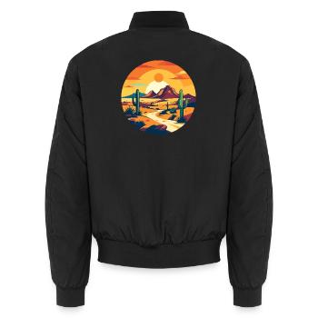 Sentier du désert Motif paysage désertique du coucher de soleil - Bomber unisexe - noir - Dos - AI Model Male 185 light (185cm)