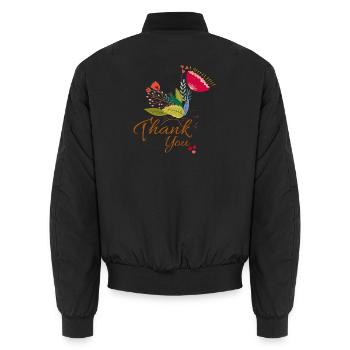 Blumen-Dankeschön  - Unisex Bomberjacke - Schwarz - Hinten - AI Model Male 185 light (185cm)