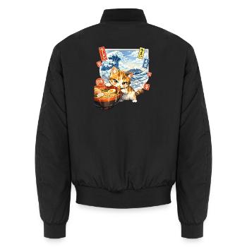 Katzen Ramen Nudel Japaner Anime Manga Kawaii - Unisex Bomberjacke - Schwarz - Hinten - AI Model Male 185 light (185cm)