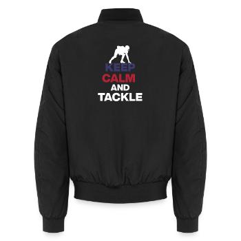 KEEP CALM AND TACKLE! FOOTBALL FAN US EVENT  - Unisex Bomberjacke - Schwarz - Hinten - AI Model Male 185 light (185cm)