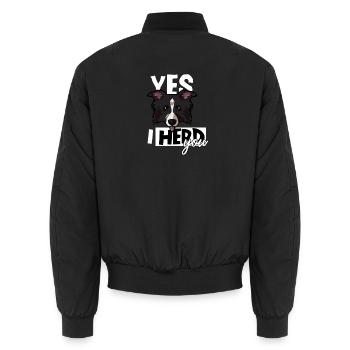 Yes I Herd You Funny Border Collie Sheepdog - Bomber unisexe - noir - Dos - AI Model Male 185 light (185cm)