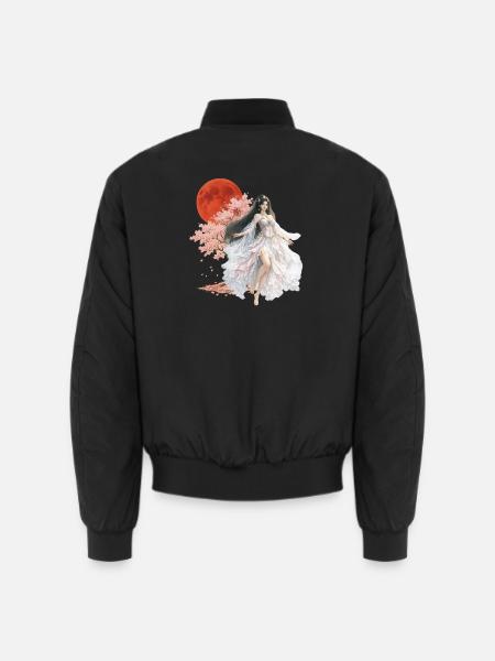 Moonlit Blossom Enchantress - Unisex Bomber Jacket - black