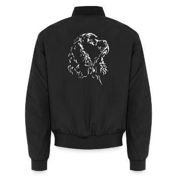 American Cocker Spaniel Silhouette Dogs Wilsigns - Unisex Bomber Jacket - black - Back - AI Model Male 185 light (185cm)