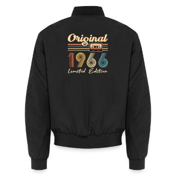 60th Birthday 60th Anniversary Original 1966 - Unisex Bomber Jacket - black - Back - AI Model Male 185 light (185cm)