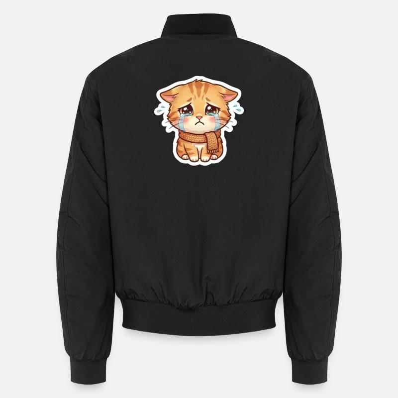 Chaton qui pleure avec une écharpe - Bomber unisexe - noir