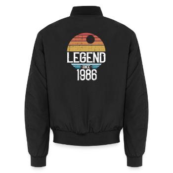 Legend 1986 Retro Sun Logo - Unisex Bomber Jacket - black - Back - AI Model Male 185 light (185cm)