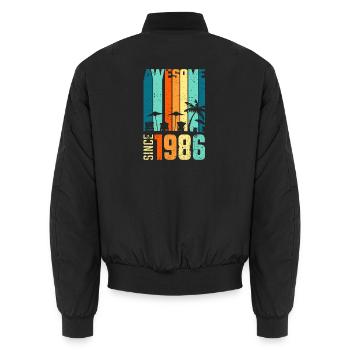 Silhouette tropicale vintage depuis 1986 - Bomber unisexe - noir - Dos - AI Model Male 185 light (185cm)