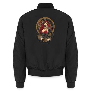 Steam Punk Beautiful Women Steampunk - Unisex Bomber Jacket - black - Back - AI Model Male 185 light (185cm)