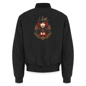 Steam Punk Beautiful Women Steampunk - Unisex Bomber Jacket - black - Back - AI Model Male 185 light (185cm)