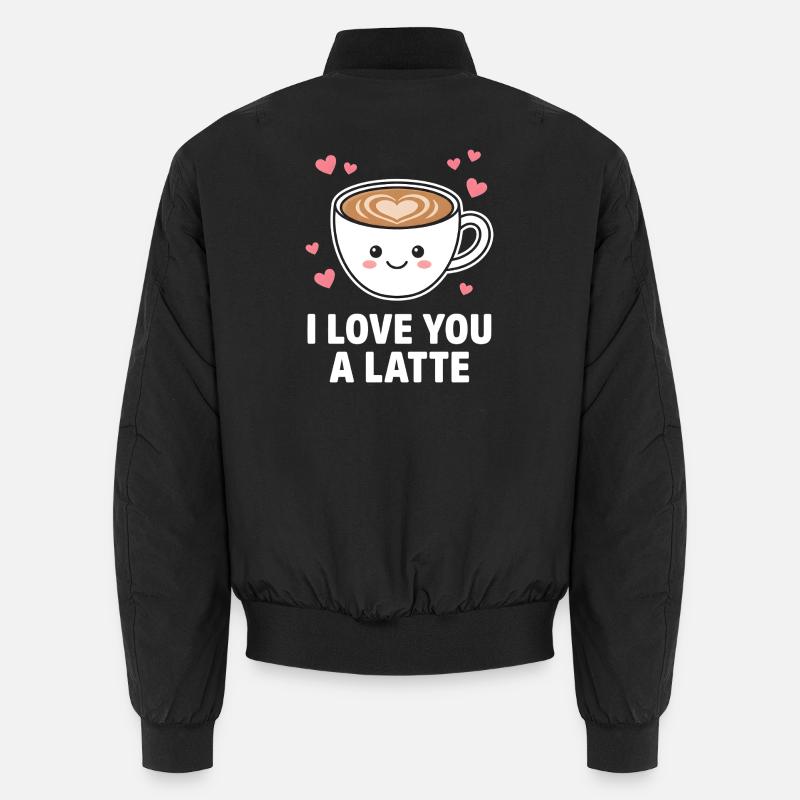 Ich liebe dich, ein süßer Latte-Kaffee-Design Unisex Bomberjacke