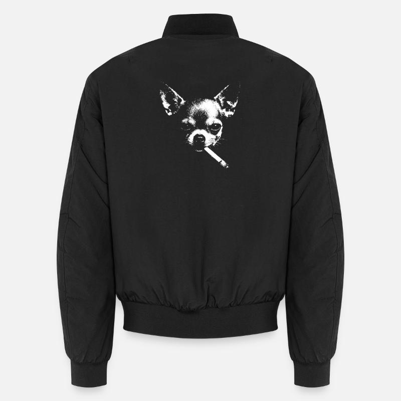 Chihuahua Noir mit Zigarette - Unisex Bomberjacke - Schwarz