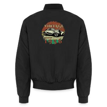 70. Geburtstag - Klassiker - Vintage since 03/1956 - Unisex Bomberjacke - Schwarz - Hinten - AI Model Male 185 light (185cm)