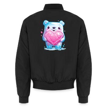 Ourson câlin avec cristal de cœur - Bomber unisexe - noir - Dos - AI Model Male 185 light (185cm)
