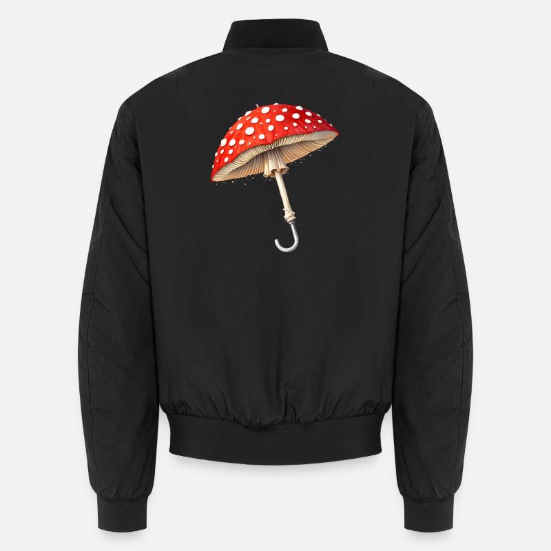 Toadstool Umbrella Fantasy Design - Unisex Bomber Jacket - black