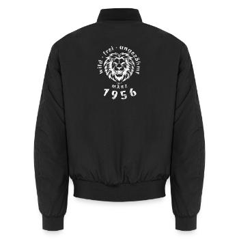 70. Geburtstag Wild, frei, ungezähmt seit 03/1956 - Unisex Bomberjacke - Schwarz - Hinten - AI Model Male 185 light (185cm)