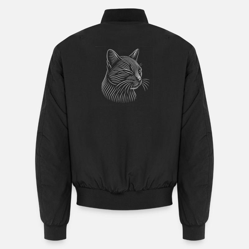Dessin de tête de chat en blanc Bomber unisexe