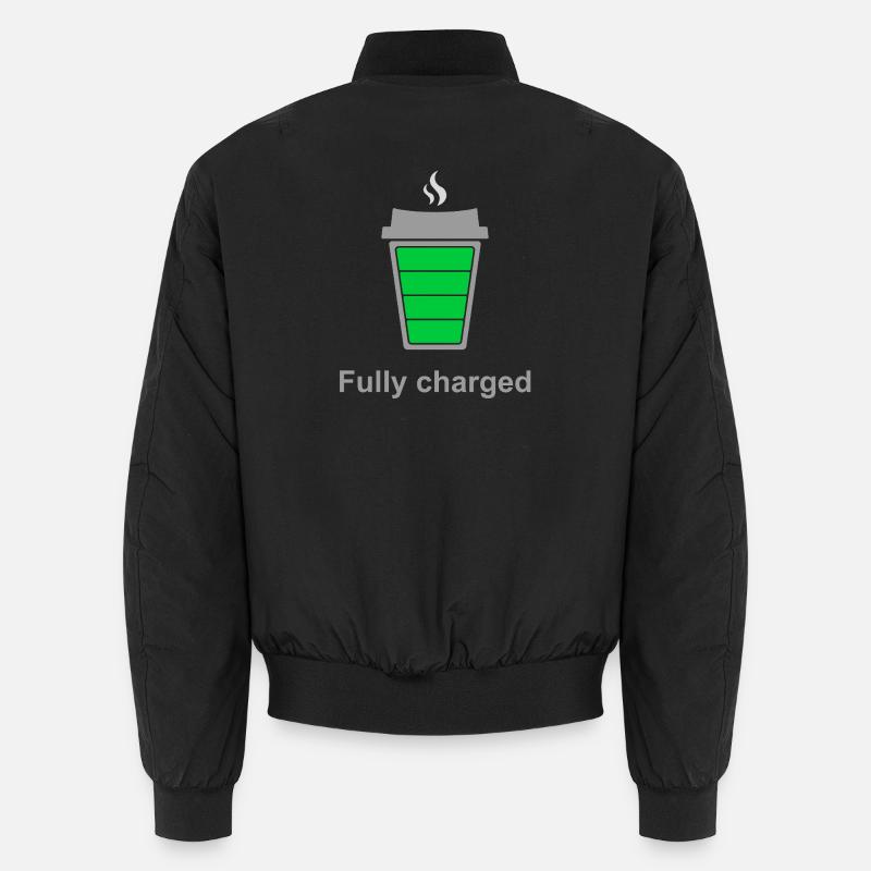 Fully Charged by Coffee - Unisex Bomber Jacket - black
