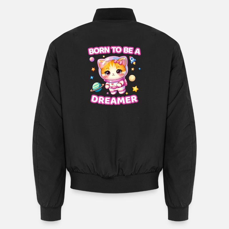 Born to Be a Dreamer Astronaut Kätzchen – Weibchen Unisex Bomberjacke