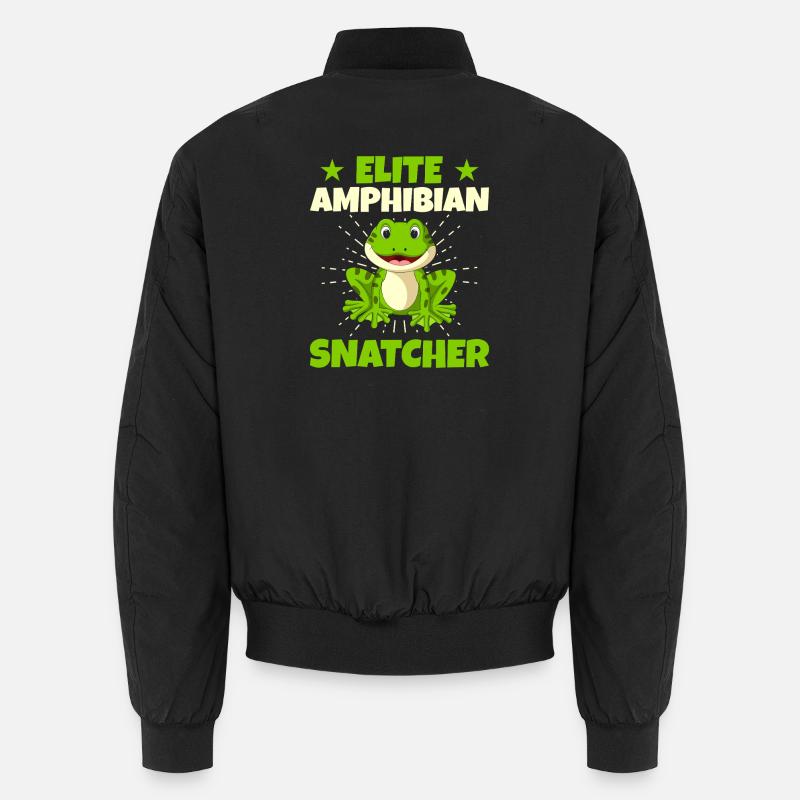 Frog Catcher Elite Amphibian Snatcher Frog - Unisex Bomber Jacket - black