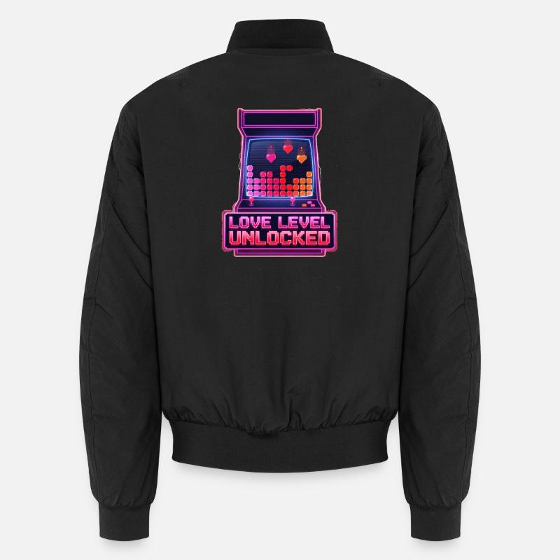 Love Level freigeschaltetes Arcade-Retro-Videospiel - Unisex Bomberjacke - Schwarz