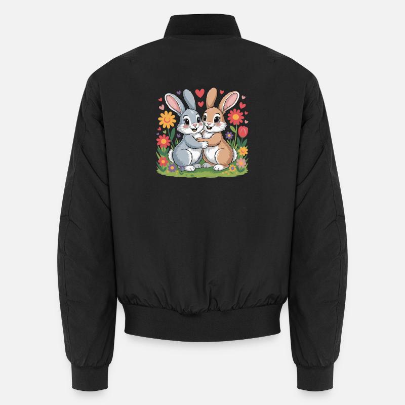 Bunny Comic Couple Love - Unisex Bomber Jacket - black
